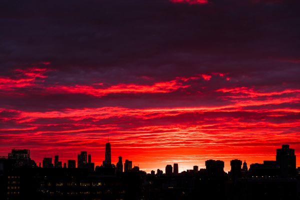 Deep Red Sunset, NYC