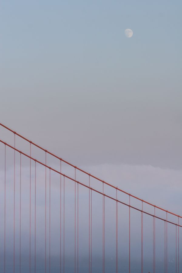 Moon, fog, and the Golden Gate Bridge