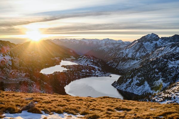 Sunrise on the Neouvielle Natural Reserve. Pyrenees. France