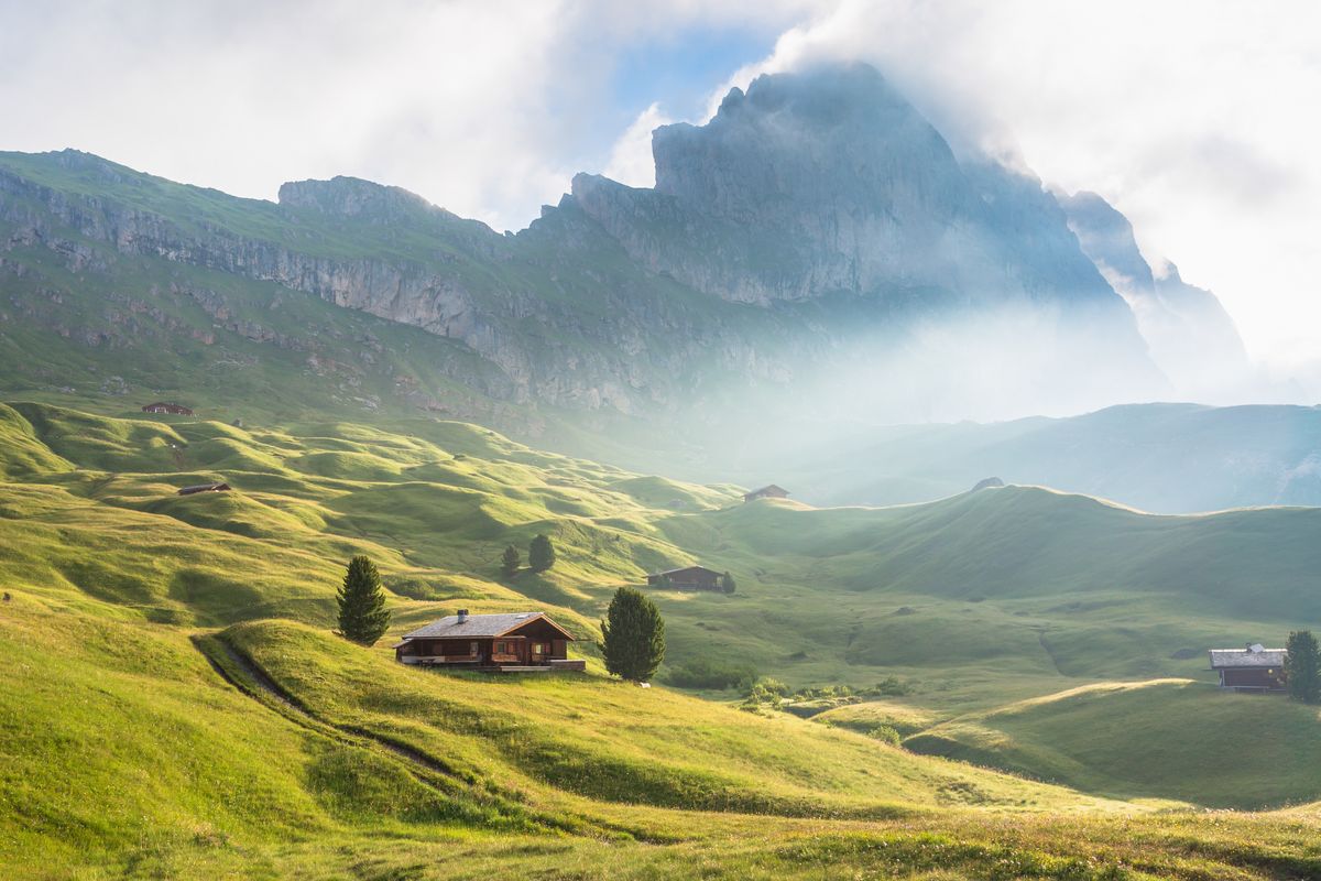 Morning at Val Gardena in the Italian Dolomites